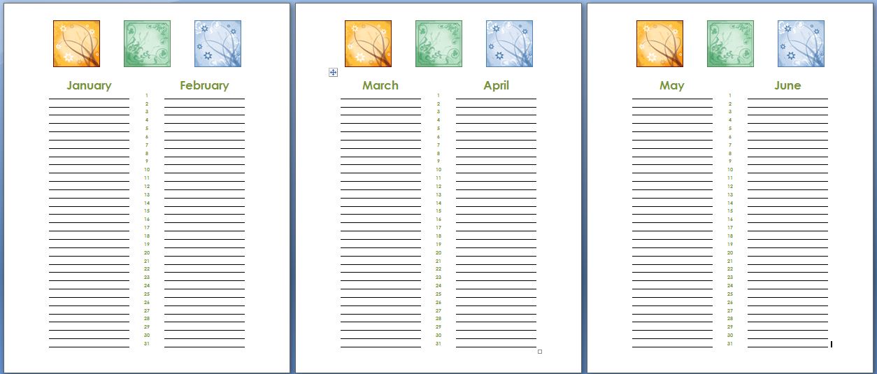 Birthday and Anniversary Calendar Template Formal Word Templates