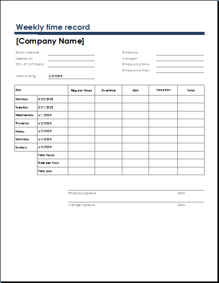 Microsoft Word Monthly Timesheet Template