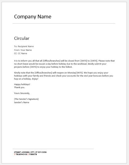 circular-to-staff-for-holidays-formal-word-templates