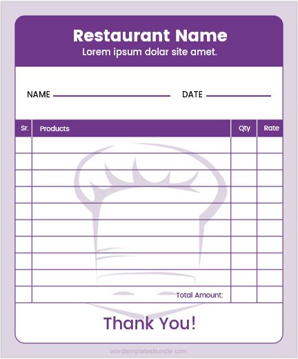 Restaurant Order Pad Templates For MS Word Formal Word Templates