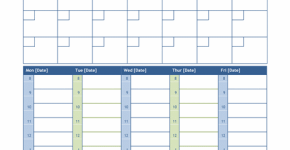 Monthly and Weekly Planning Calendar Template