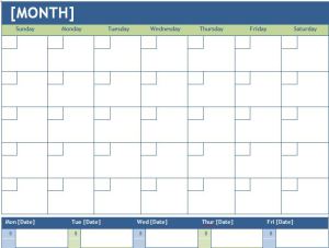 Monthly and Weekly Planning Calendar Template