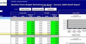 MS Excel Monthly Home Budget Worksheet