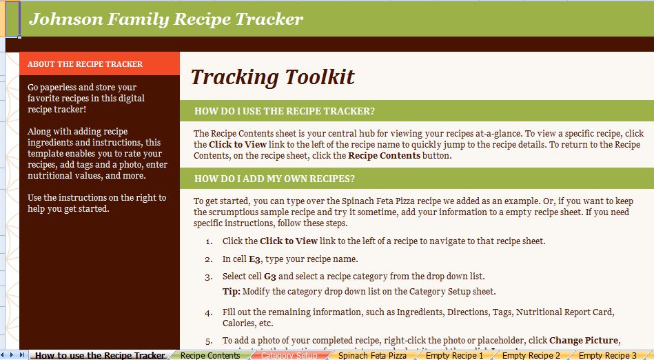 Family Recipe Tracker Template