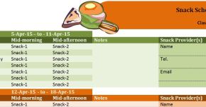Class Snack Schedule Template