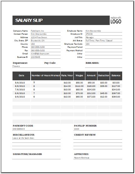 Salary Slip Templates 19 Free Printable Ms Docs Xlsx Formats Samples Examples