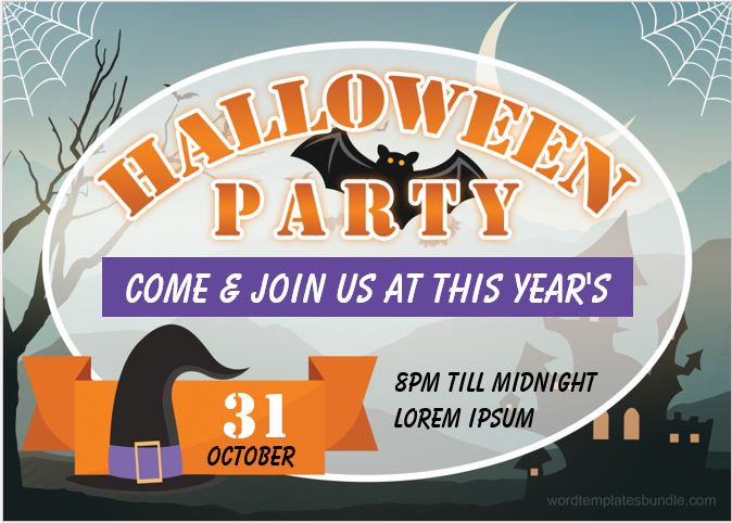 Halloween Party Invitation Card Template