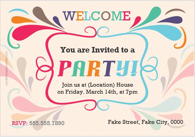 Party Invitation Card for Word