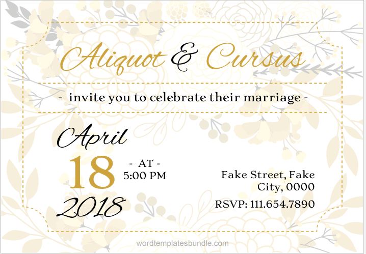 Wedding invitation card template design MS Word