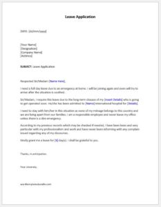 example of application letter for leave