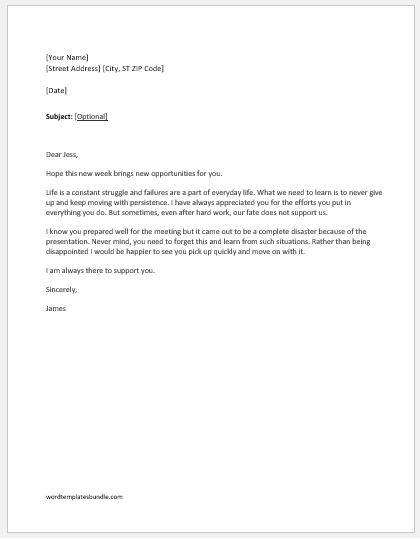 Encouragement letter to an employee after disappointment