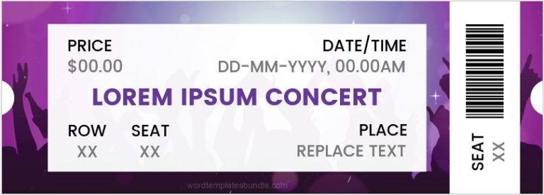 Concert Ticket Templates For MS Word Formal Word Templates