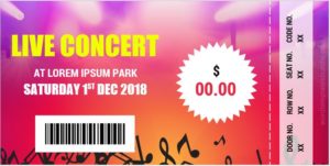 Concert Ticket Templates for MS Word Formal Word Templates