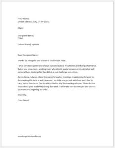 Excuse Letter for Not Attending PTM in School | Formal Word Templates