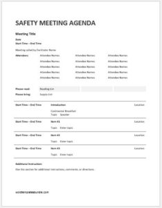 Safety meeting agenda template