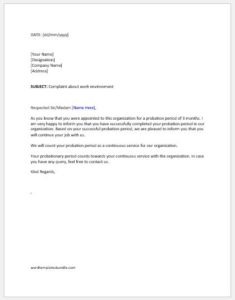 Three months successful probation period letter