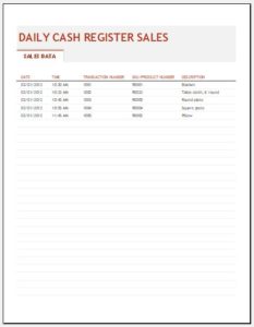 General store daily sales report template