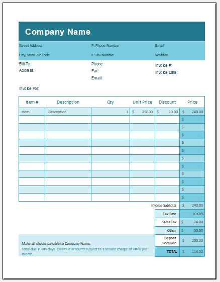 Photography Invoice template