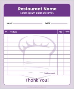 Restaurant order pad template