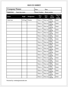 Sign in Sheet Templates for MS Word | Formal Word Templates