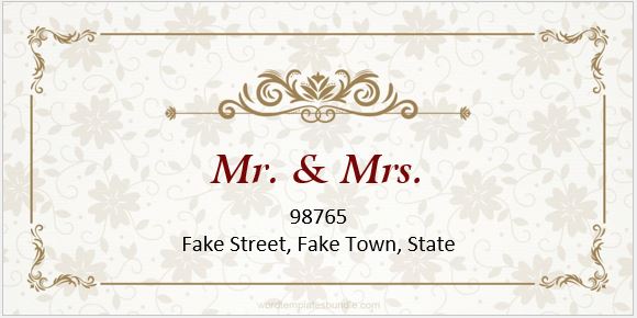 Wedding address label sample