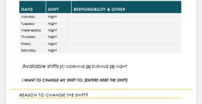 Shift change request form