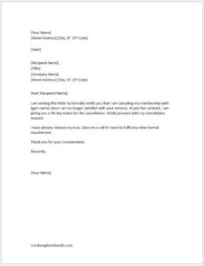 Fitness 19 Cancellation Letter from wordtemplatesbundle.com
