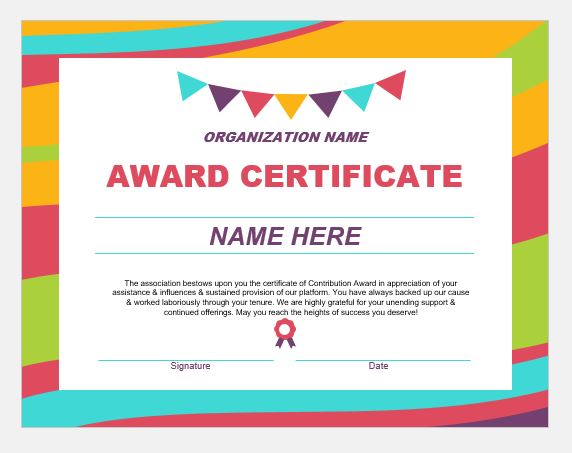 Award certificate template