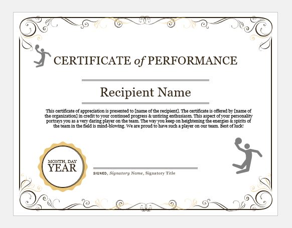 Basketball certificate template