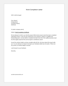 General work completion letter
