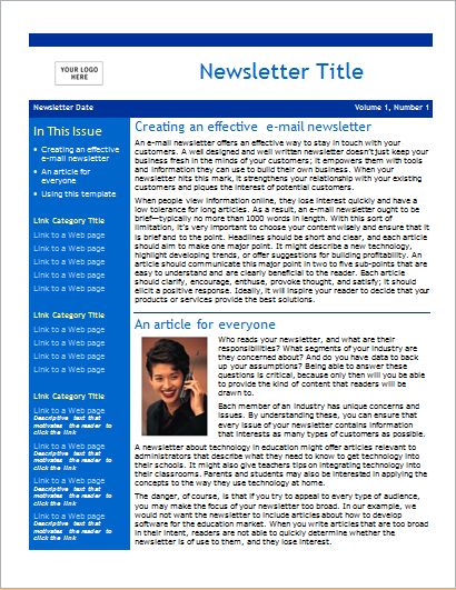 MS Word Newsletter template