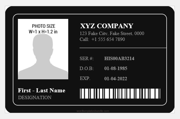 Sample Employee ID card