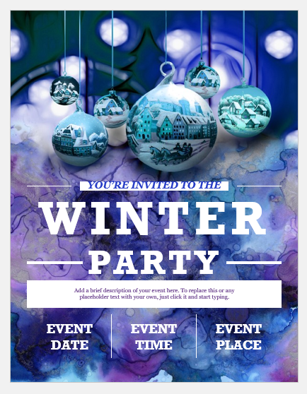 Winter party flyer template
