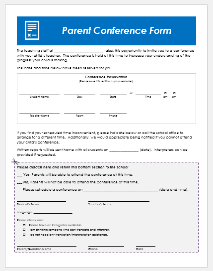 Parent Conference Invitation Form