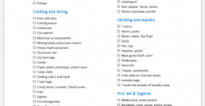 Camping checklist template