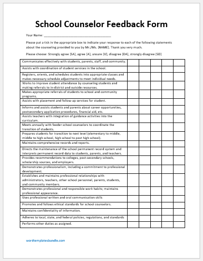 School counselor feedback form