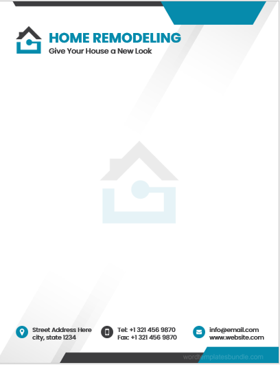 Home remodeling letterhead template